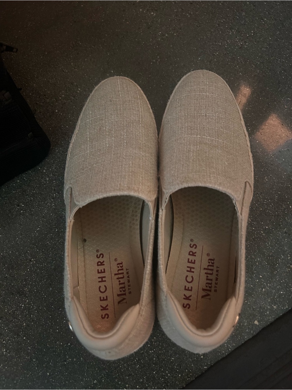 Skechers Martha Slip-On Canvas Loafers in Beige